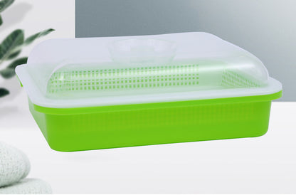 2 Layers with Cover Hydroponics Seed Germination Tray Microgreen Tray Medium Size - Basic Farm House